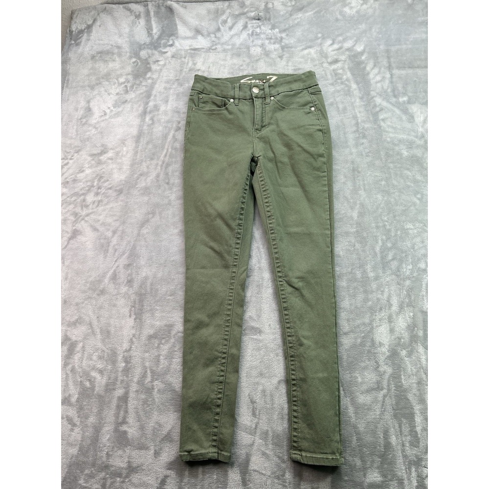 Seven7‎ Womens Sz 4 Green Jeans Tummyless High Rise Skinny Stretch Denim Beach